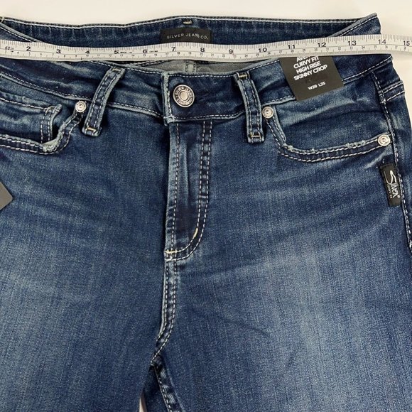 Silver Jeans Womens Avery Curvy Fit High Rise Skinny Crop Blue Jeans 29x25 New - Picture 5 of 12